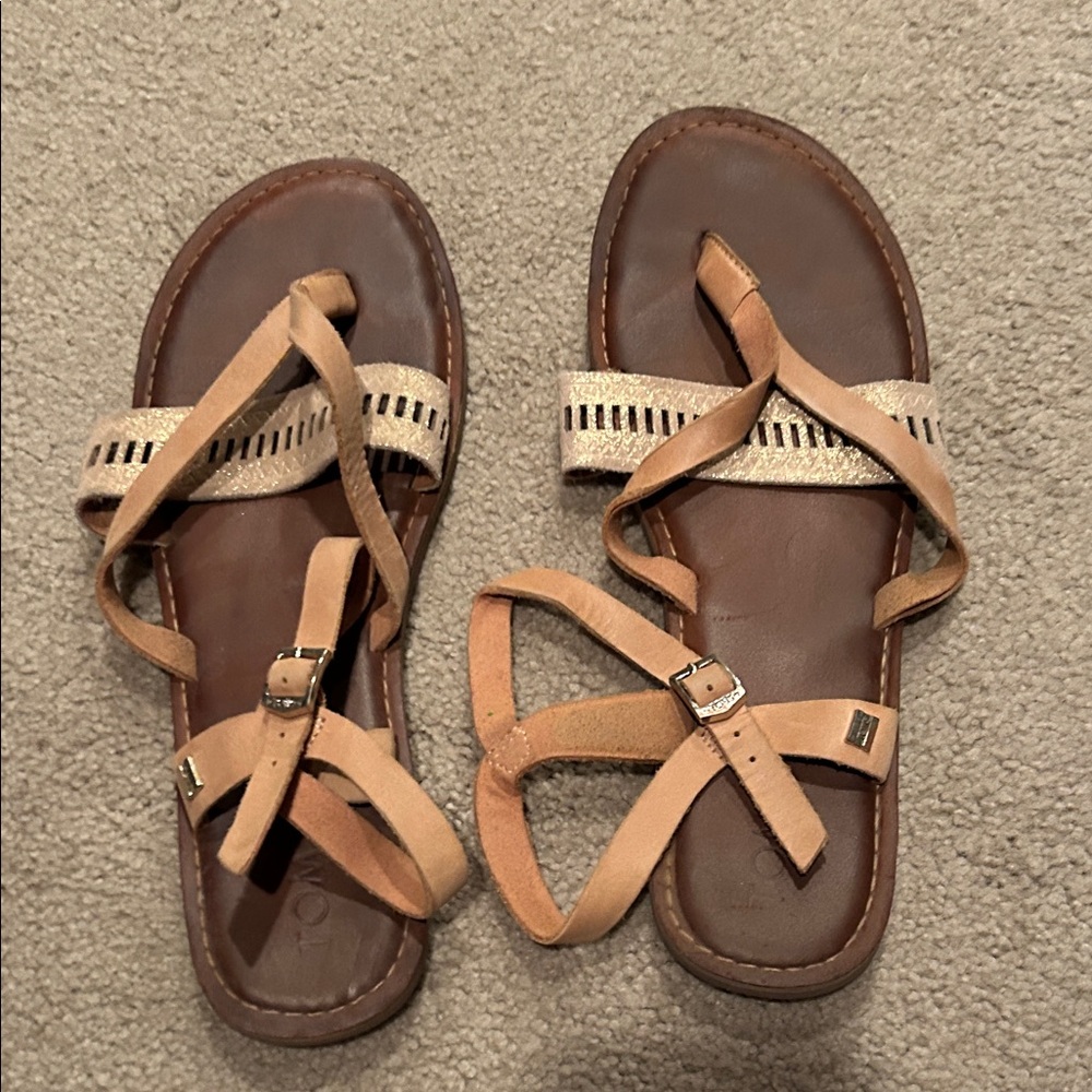 Toms Tan and Brown Sandals